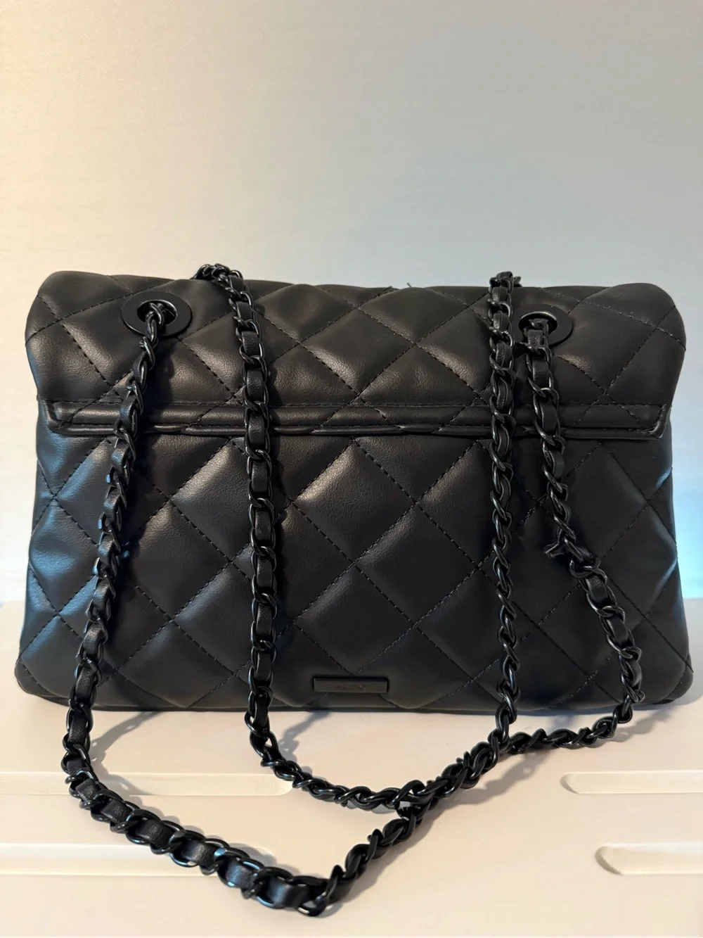 Aldo Black Quilted Shoulder Bag with Chain Strap